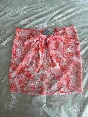 Shade & Shore Coral and Pink Floral Tie-Front Sarong